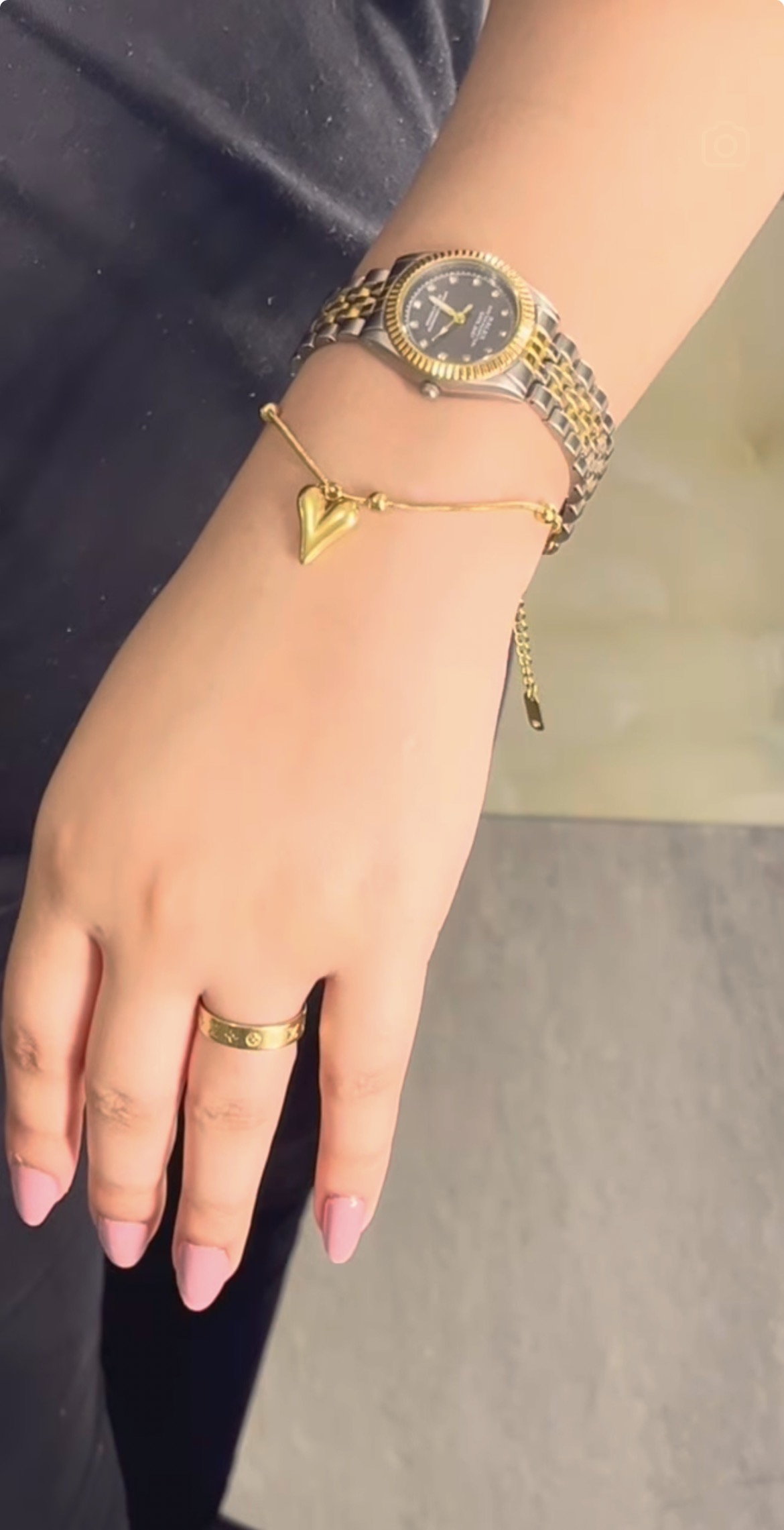 Custom heart bracelet styled on the wrist